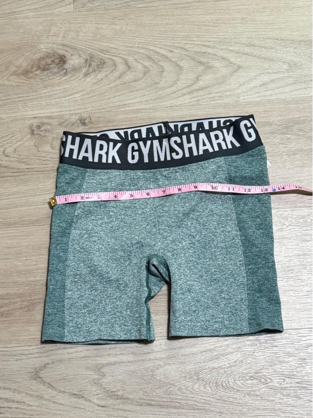 Gymshark Heather Teal Leggings with Black Logo Tag